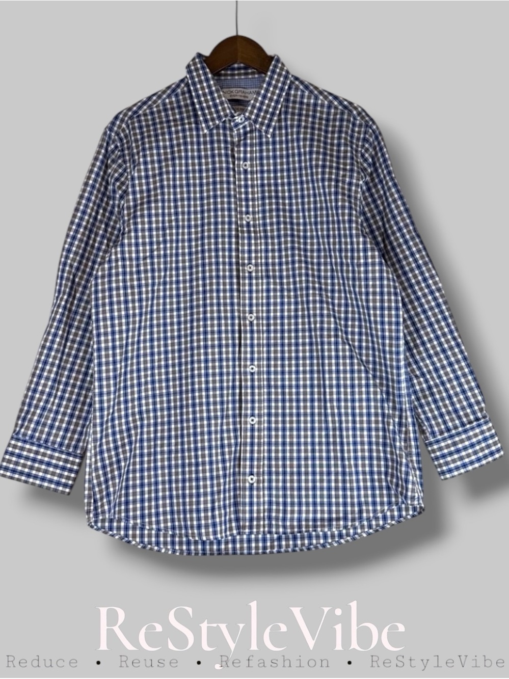 NICK GRAHAM Men’s Size L Shirt Button Down Plaid Long Sleeve Everywhere Modern